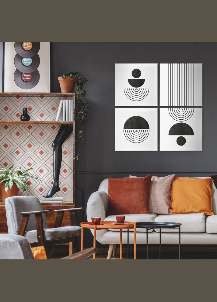 Модульная картина из четырех частей Black and White 153x153 см (MK423202) Malevich Store (333339140)