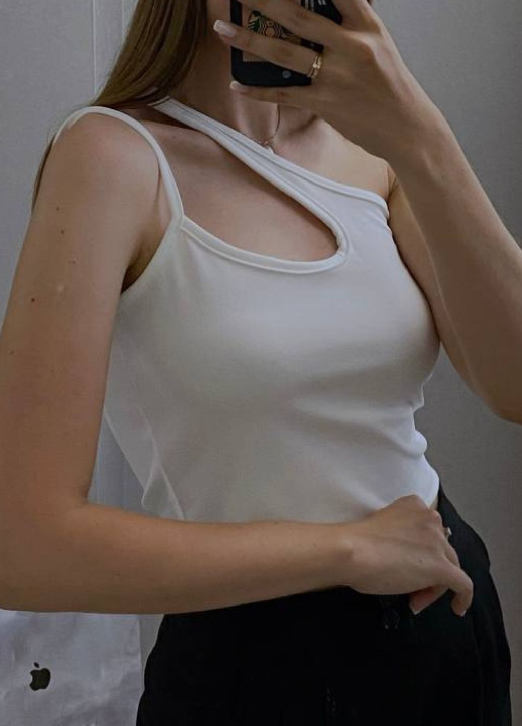 Базовый приталенный повседневный легкий топ на одно плечо Україна (328559025)