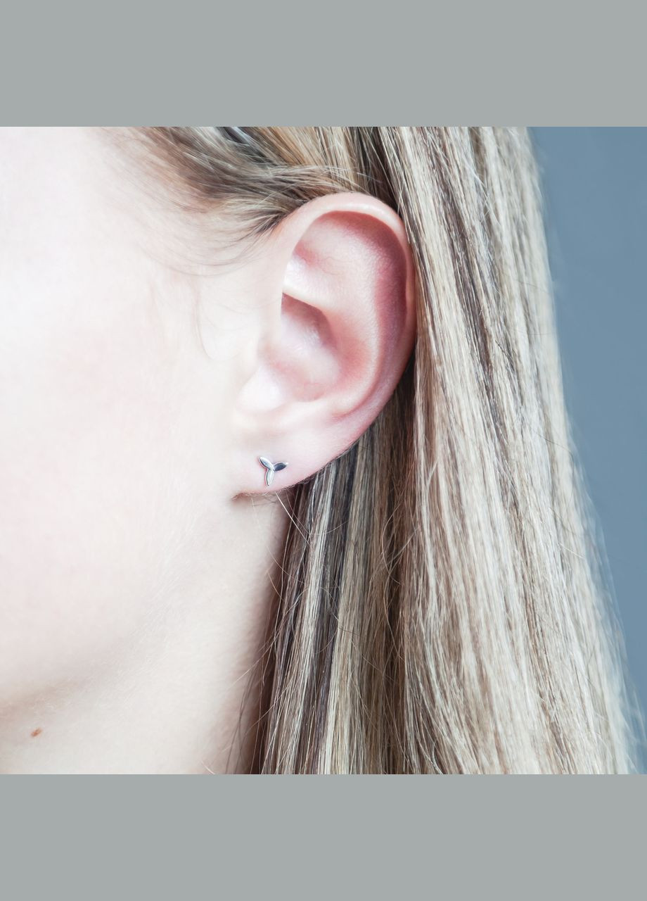 Срібні сережки пусети Гілочка Надії без каменів Каштан (342335401)