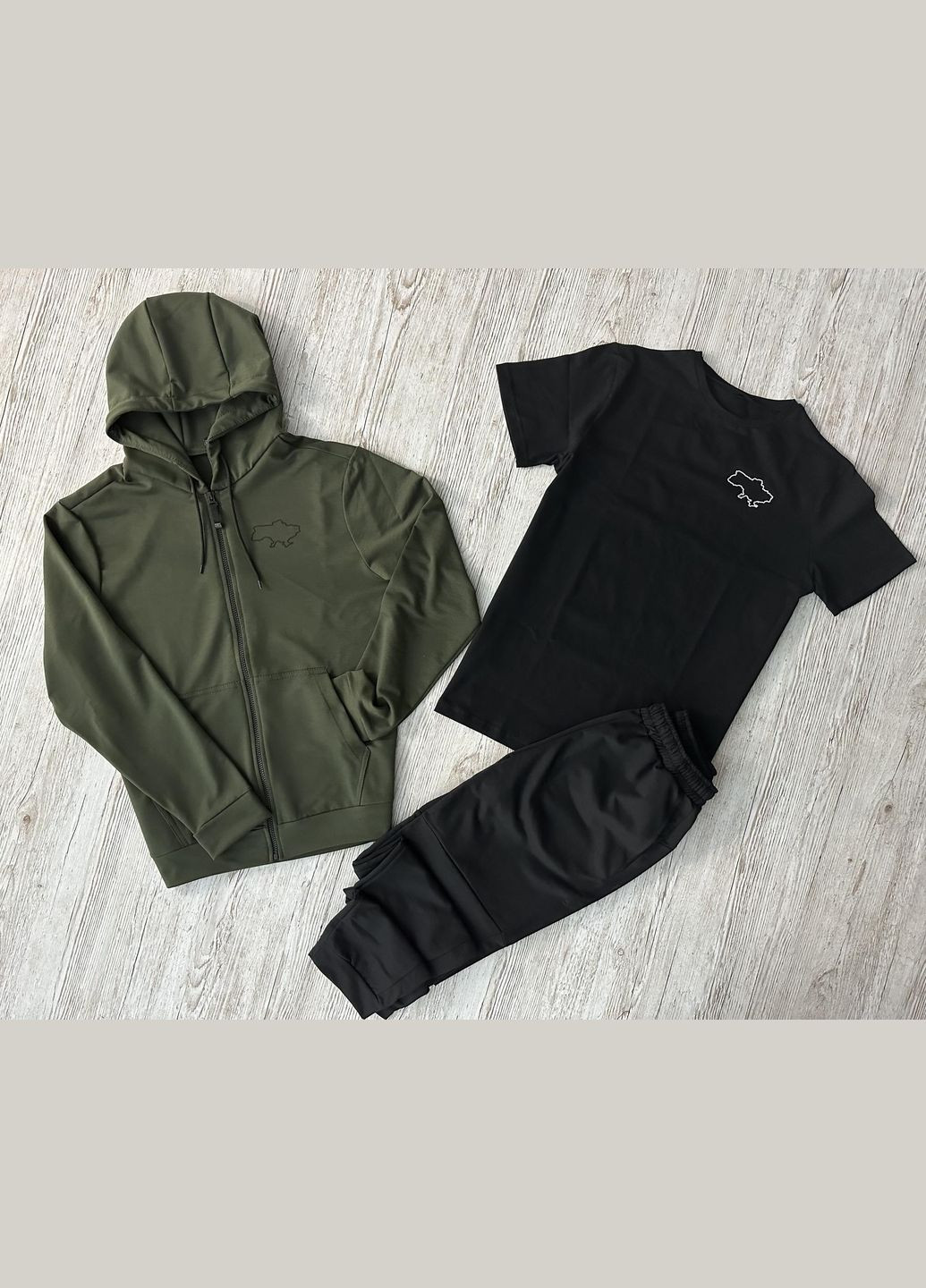 Демісезонний спортивний набір кофта на змійці+штани+футболка (двонитка) No Brand (316659785)