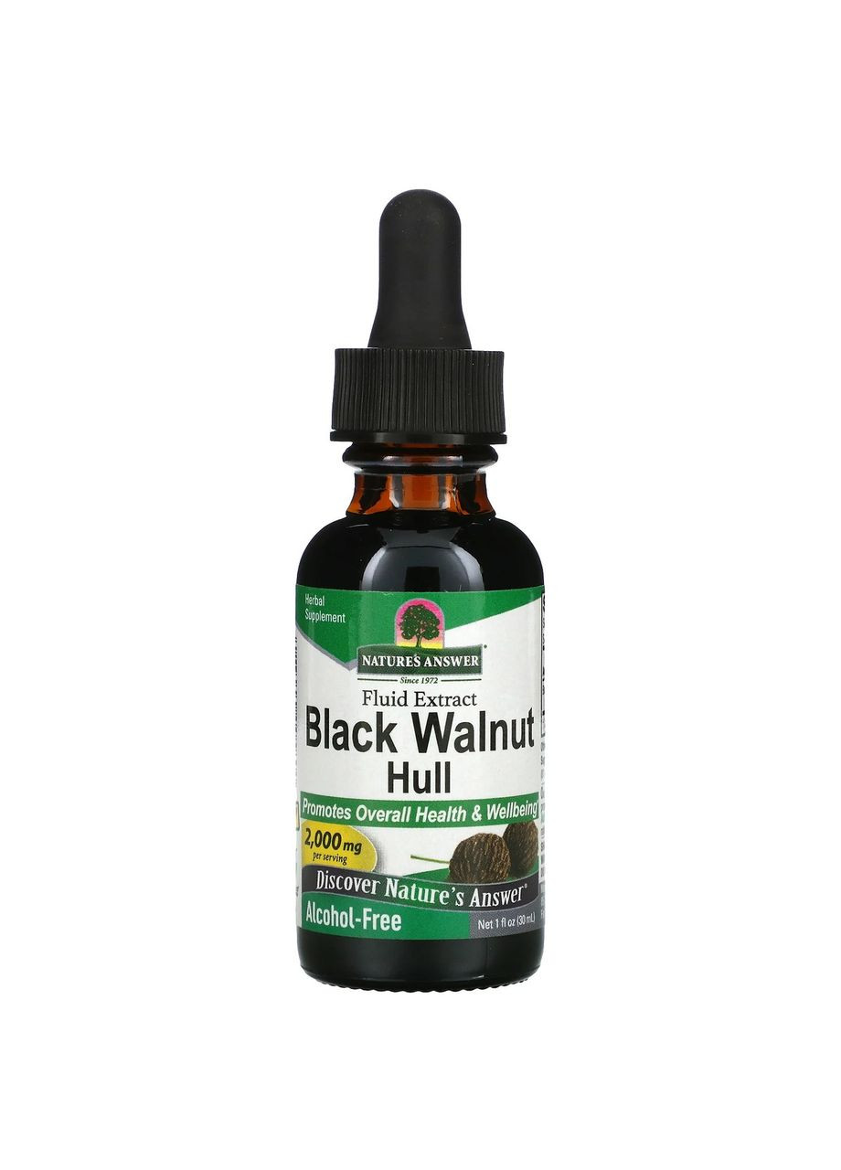 Чорний волоський горіх для дітей та дорослих 2000 мг Black Walnut без спирту 30 мл Nature's Answer (291985950)