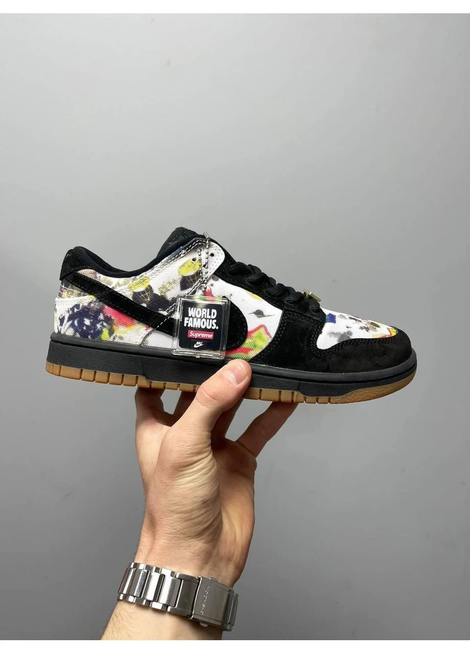 Комбіновані кросівки чоловічі nike supreme x sb dunk low rammellzee найк сб данк демісезон No Brand