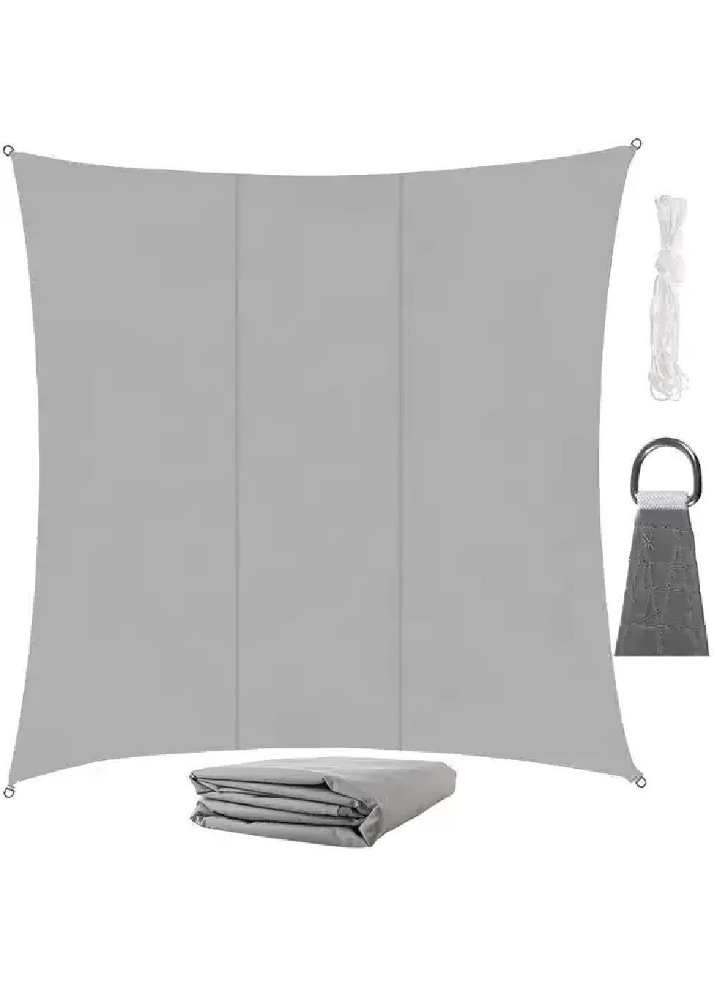 Теневой квадратный водонепроницаемый тент навес парус от дождя солнца полиэстер с УФ покрытием 3,6х3,6 м (481512-Prob) Серый Unbranded (362473979)