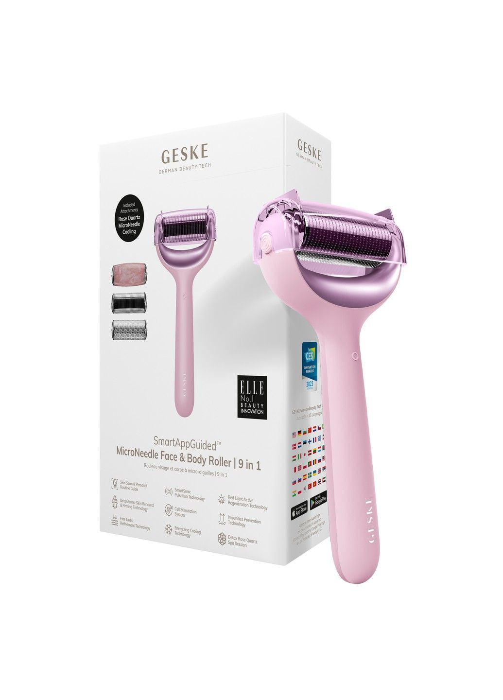 Роллер для игловой мезотерапии лица и тела MicroNeedle Face&Body Roller 9в1 pink GESKE (362567568)