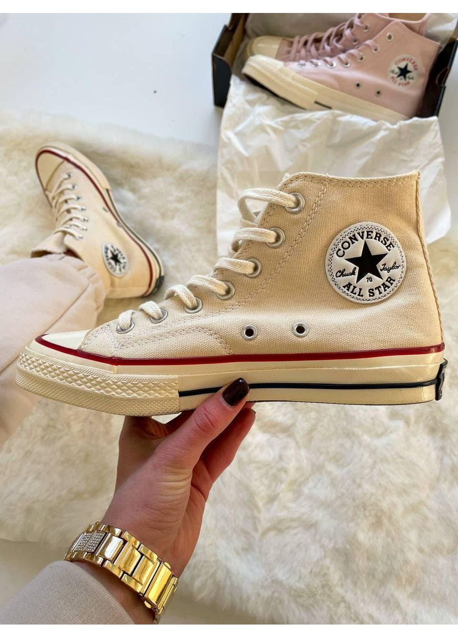 Бежевые демисезонные кеды мужские converse chuck 70 classic high top конверс No Brand