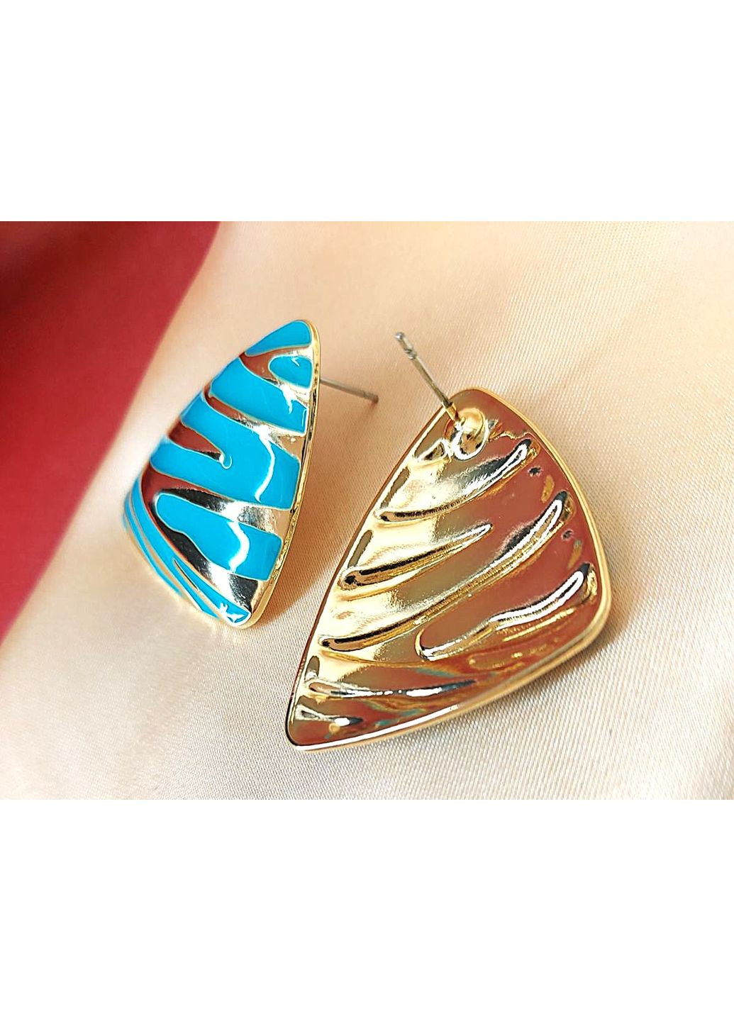 Серьги бижутерия Бирюзовые треугольники No Brand (356179184)