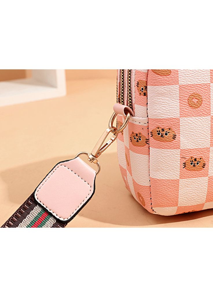 Модная детская мини сумочка с мишкой из экокожи для девочек розовая с молочным No Brand (351536742)