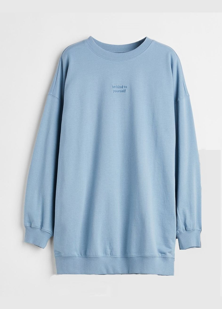 Світшот піжамний H&M - крій напис блакитний домашній - (278654901)