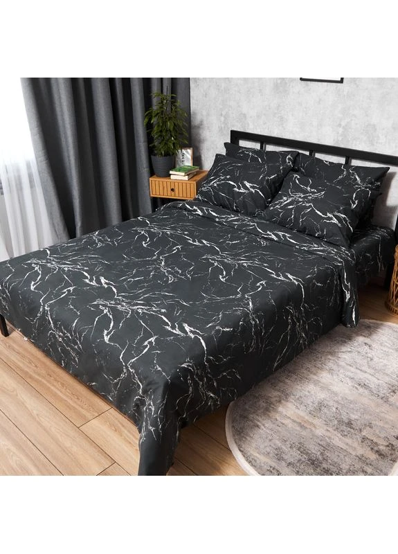 Комплект постельного белья Micro-satin Premium евро 200х220 наволочки 4х50х70 (MS-820012193) Moon&Star Marble Noir (389749337)