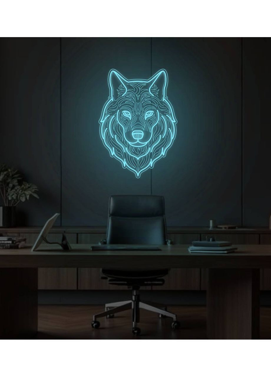 Неоновий світильник Вовк з контролером Зелений 70*51 см NeonChic (367190342)
