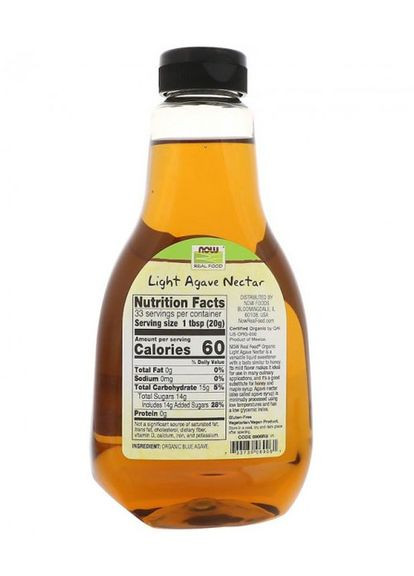 Сироп блакитний агави органічний світлий 660 г Now Foods (356680668)