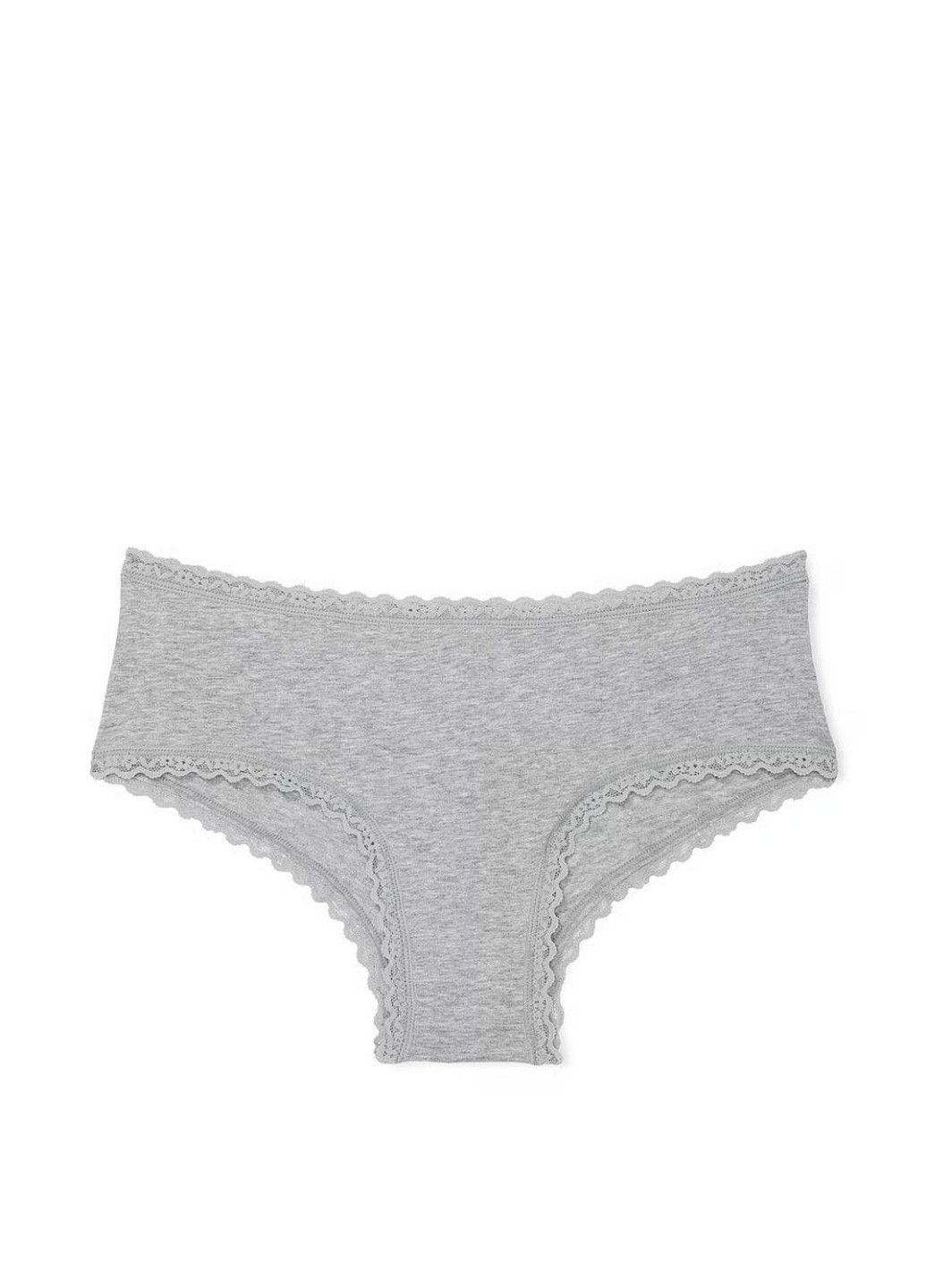 Трусики-чики женские хлопковые Cotton Lace-Waist Cheeky Panty серые Victoria's Secret (362556081)