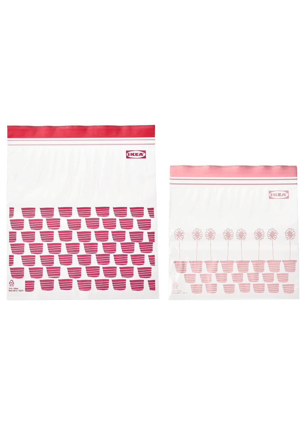 Герметичные пакеты для заморозки 50 шт прозрачные с розовым IKEA (276195151)