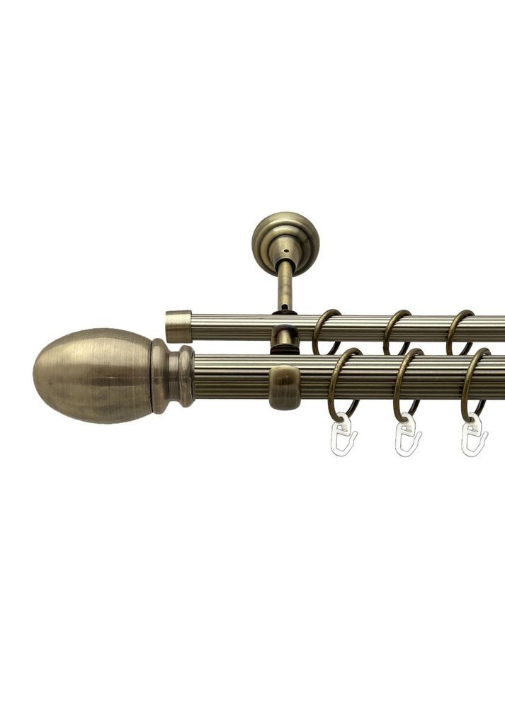 Карниз Белуно металевий дворядний відкритий рифлена труба Антик 25\16 мм 200 см (00-00017958) ORVIT (300693023)