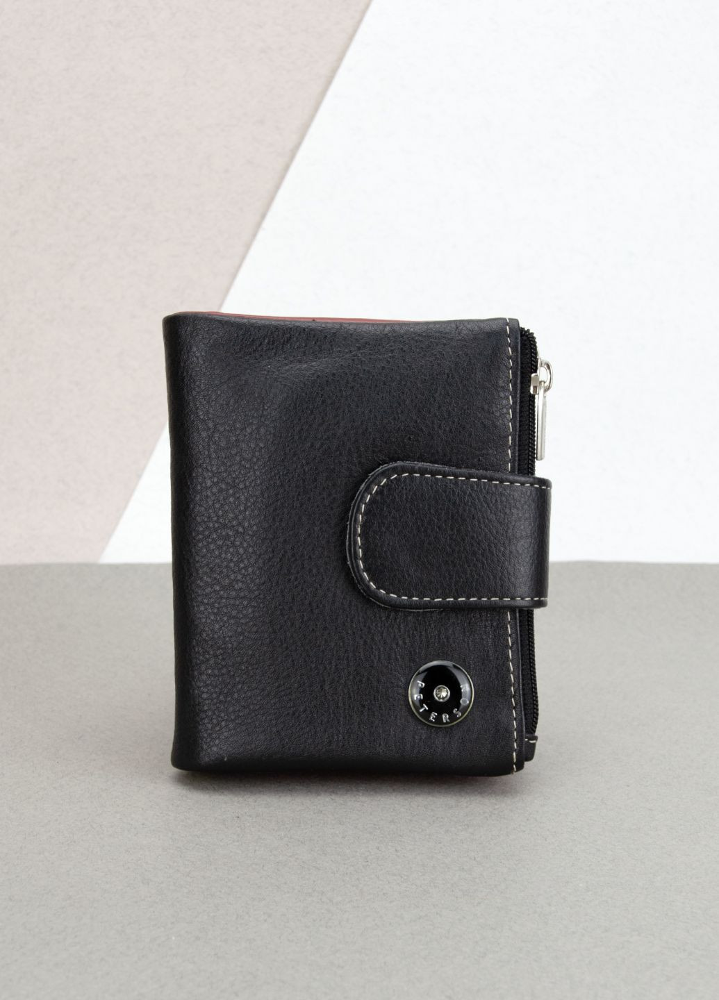 Жіночий шкіряний гаманець маленький D24-S чорний на кнопці Peterson (322409799)