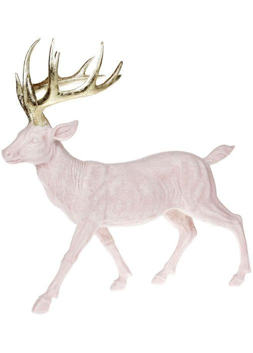 Декоративная фигура Олень с золотыми рогами розовый полистоун для интерьера стильный декор 39х18х39 см Bona (368981049)