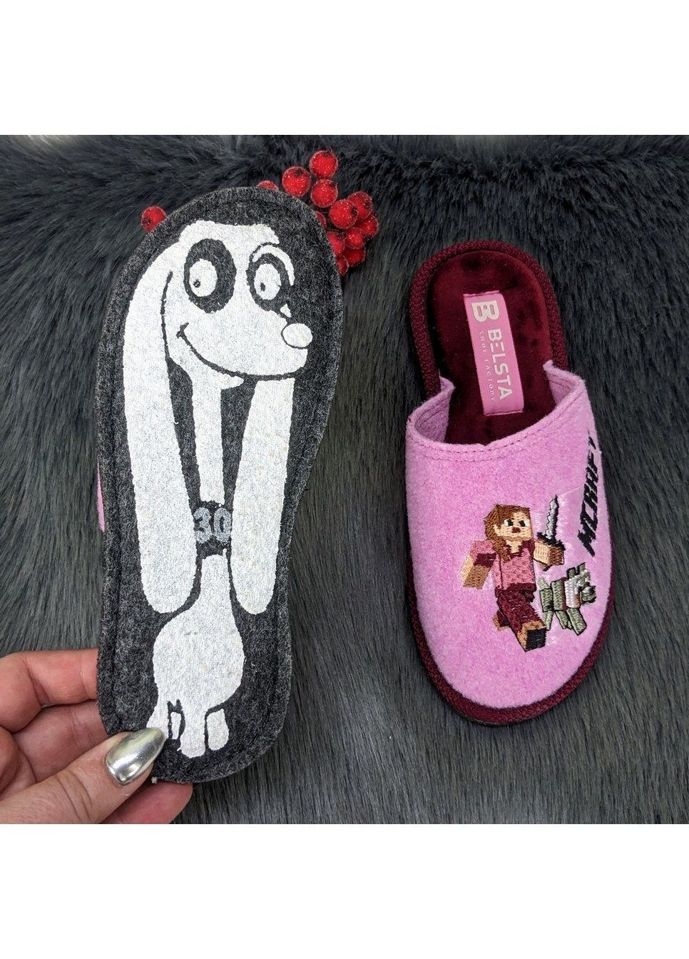 Розовые тапочки фетровые паркетные для девочки Белста