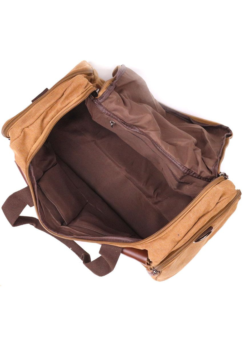 Зручна дорожня сумка із щільного текстилю 21239 Коричнева Vintage (297129743)