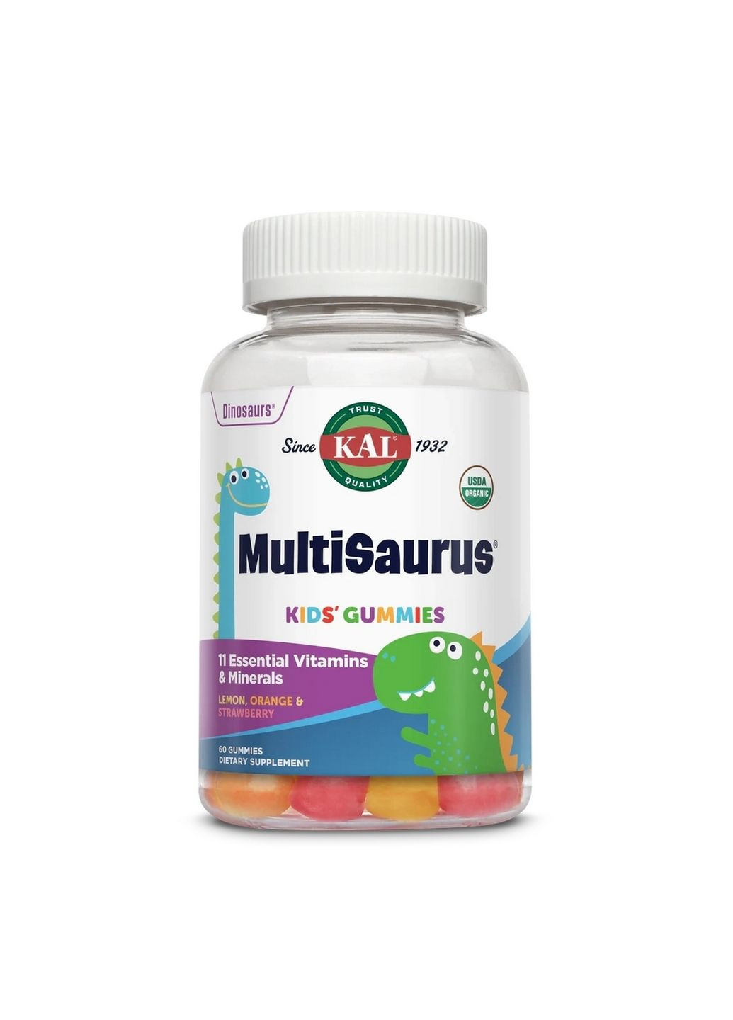 Витамины и минералы MultiSaurus, 60 желеек KAL (315870923)