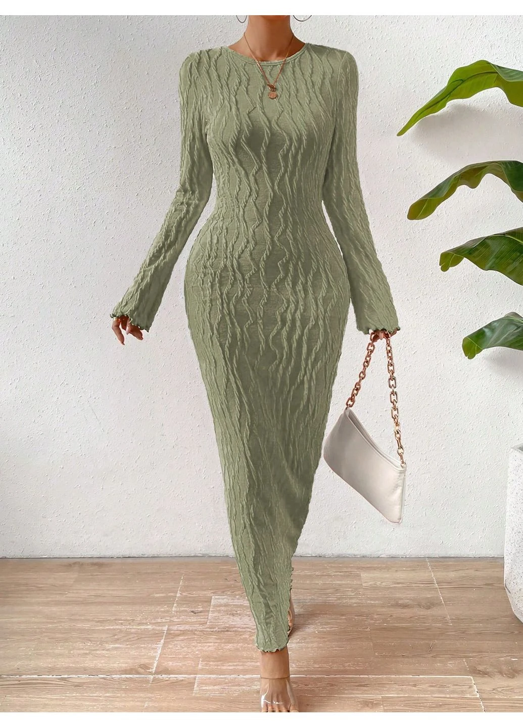 Зеленое платье SHEIN однотонное