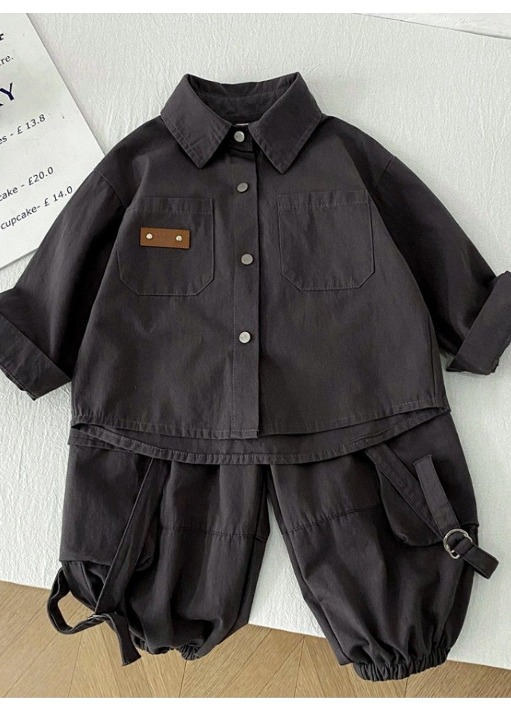 Черный демисезонный детский костюм куртка, брюки No Brand