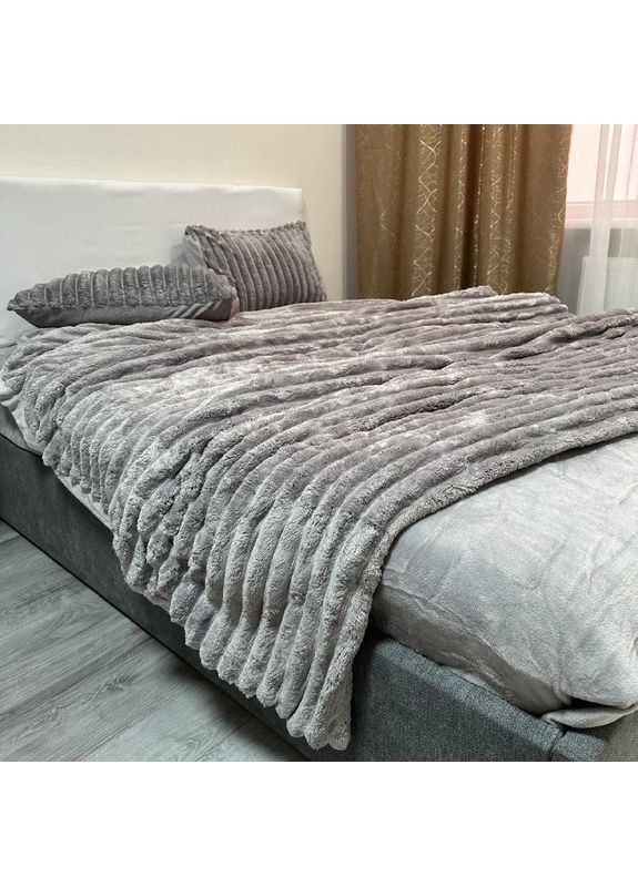 Комплект постельного белья Шарпей, микрофибра, евро размер, пододеяльник на замке, наволочки 50х70 (2 шт.) серого цвета No Brand (362211399)