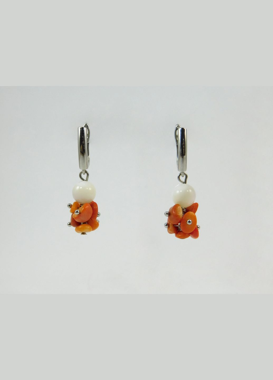 Эксклюзивные серьги "Микорасон 3" Перламутр, Коралл оранжевая крошка Fursa fashion (315591908)