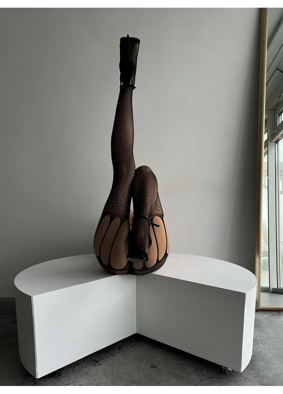 Колготы с вырезами / Сексуальные колготки с блеском черный / Чулки с имитацией черный подвязок No Brand (366571780)