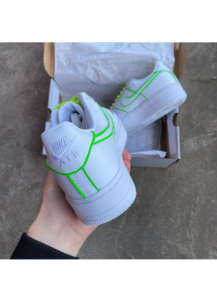 Сірі Осінні кросівки чоловічі nike air force 1 low white green найк аір форс 1 преміум No Brand