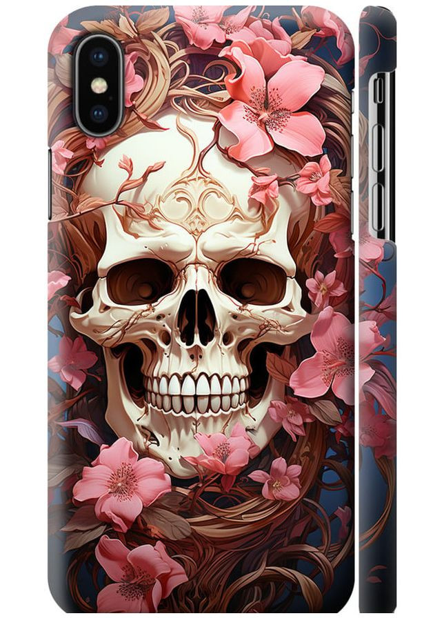3D пластиковий матовий чохол 'Череп у рожевих квітах' для Endorphone Apple iPhone X (281327896)