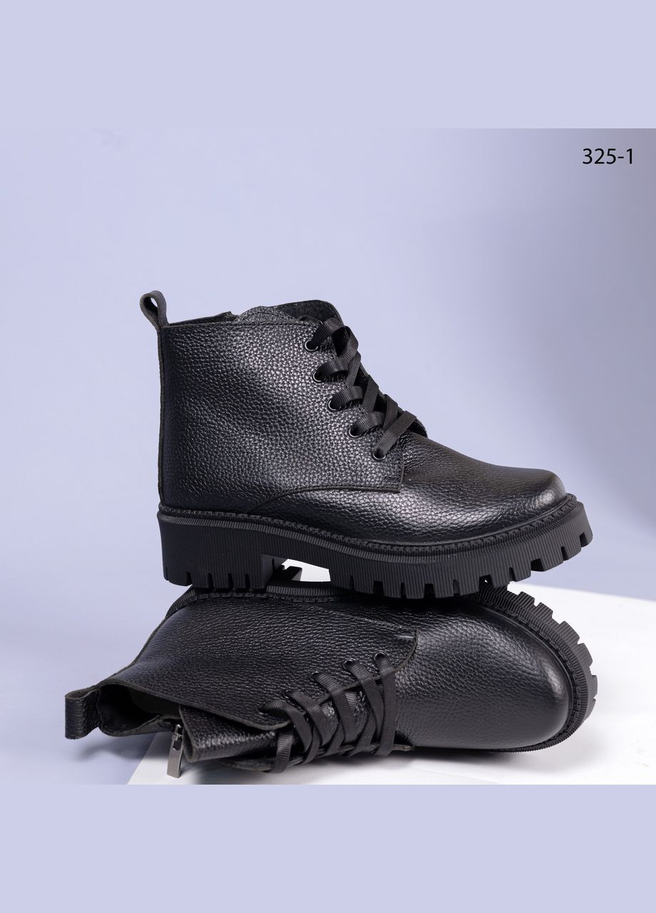 Комбіновані жіночі зимові шкіряні черевики на шнурку No Brand