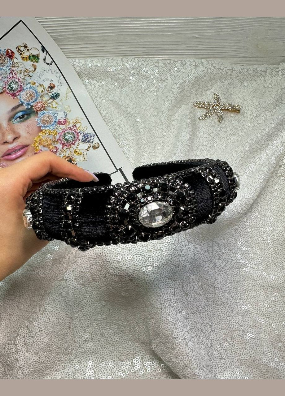 Роскошный обруч для волос бархатный усыпанный камнями Hand Made (330619065)