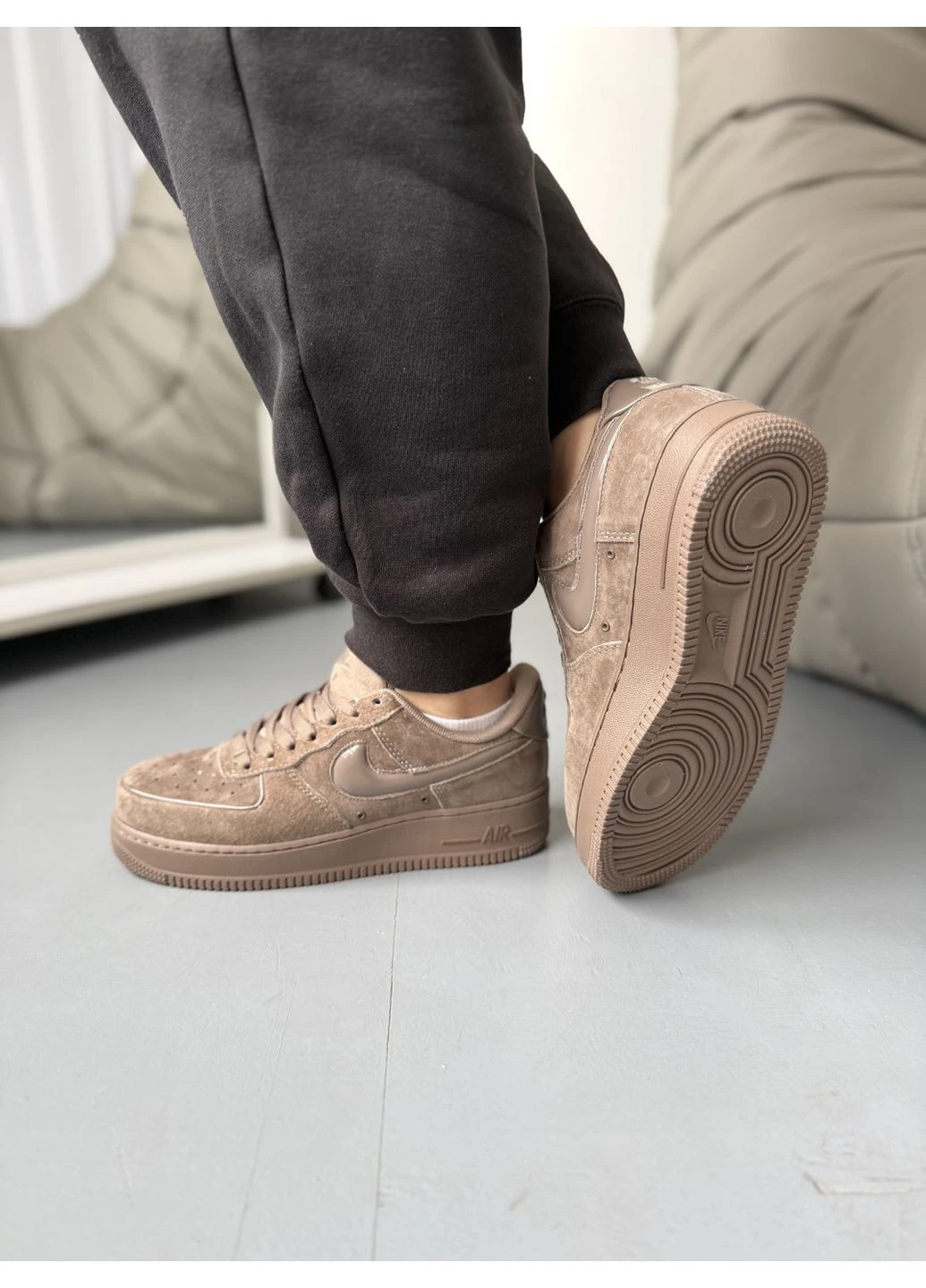 Коричневі кросівки чоловічі nike 1 low mibrown найк аір ретро коричневі демісезон No Brand