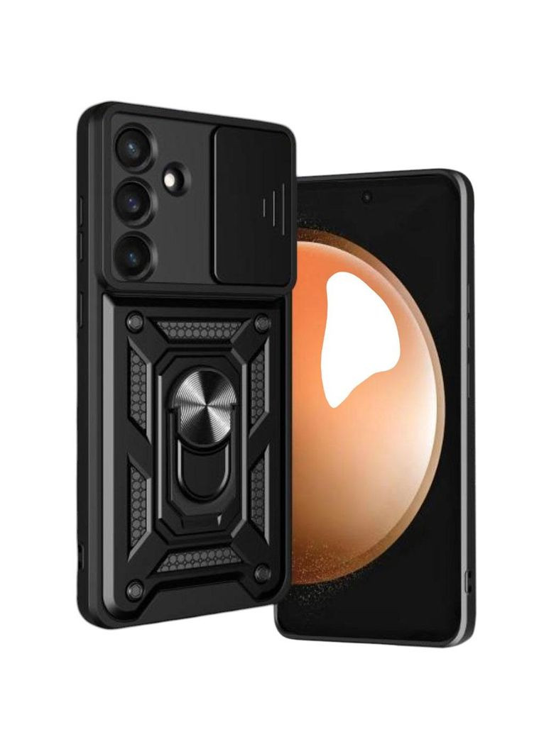 Чехол Shockproof для Samsung Galaxy S25 Plus (SM-S936) - противоударный, с подставкой и шторкой для камеры - Black Primo (368999134)