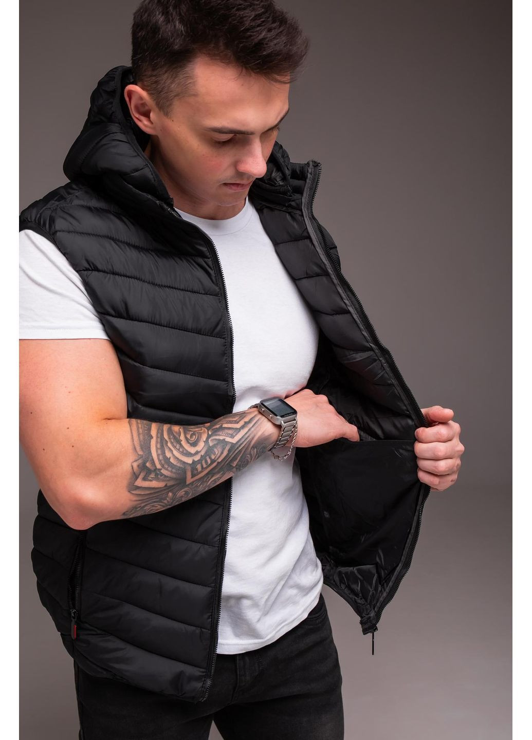 Жилет мужской утепленный съемный капюшон No Brand (362234406)