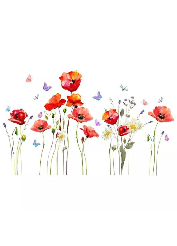 Вінілові наклейки Червоні маки ромашки (лист 60 х 90 см) Б99-1 No Brand (302241866)