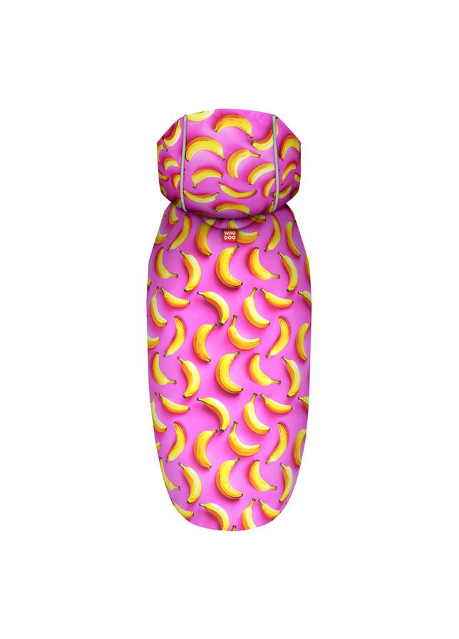 Дощовик-накидка з капюшоном для собак Clothes, "Банани на рожевому", S, А 32-35 см, B 41-52 см, З 26-33 см WAUDOG (329745783)