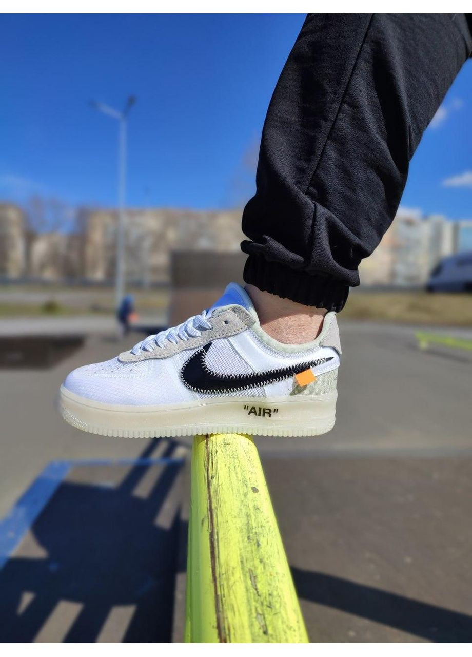 Чорні Осінні кросівки чоловічі nike af x off-white «white black» 1 найк офф вайт No Brand