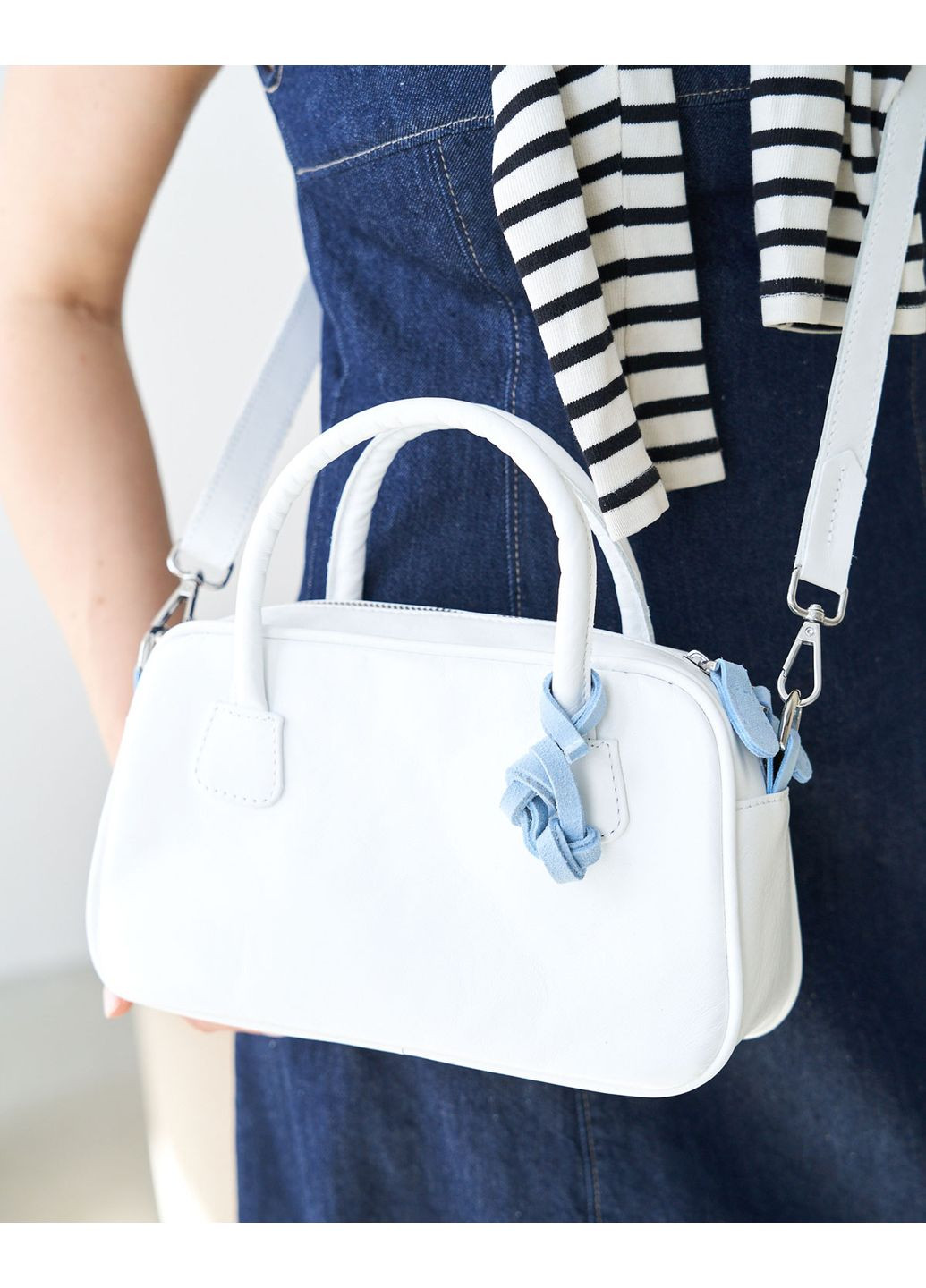 Женская кожаная сумка белая натуральная молодежная кожа для повседневного использования мягкая молния ProDobro (367265362)