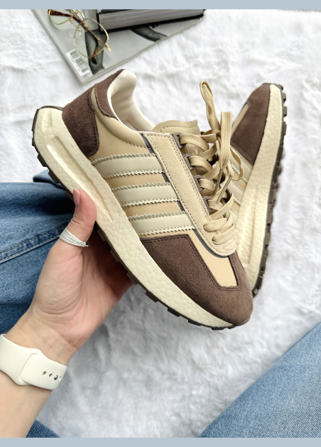 Кроссовки женские и мужские Adidas Retropy E5 Brown Beige White | Адидас Ретропи Е5 коричневые No Brand коричневые демисезоны (340916006)