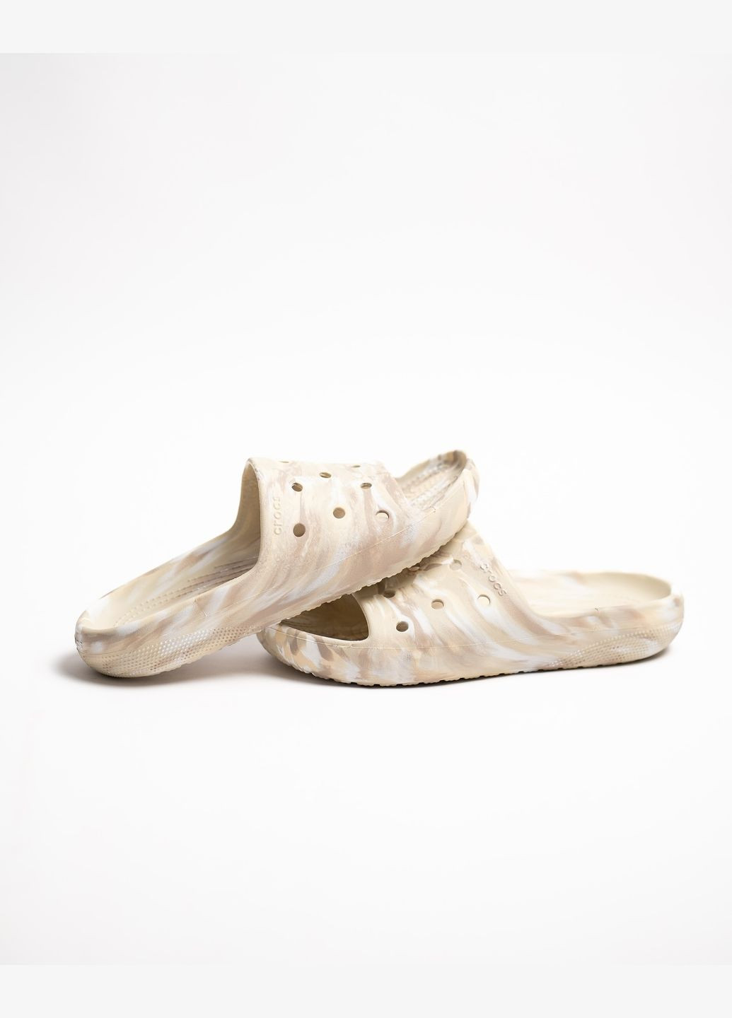 Жіночі шльопанці Клісік Кофейні Marbled Slide 2 Coffee/Multi Crocs Classic (338863543)