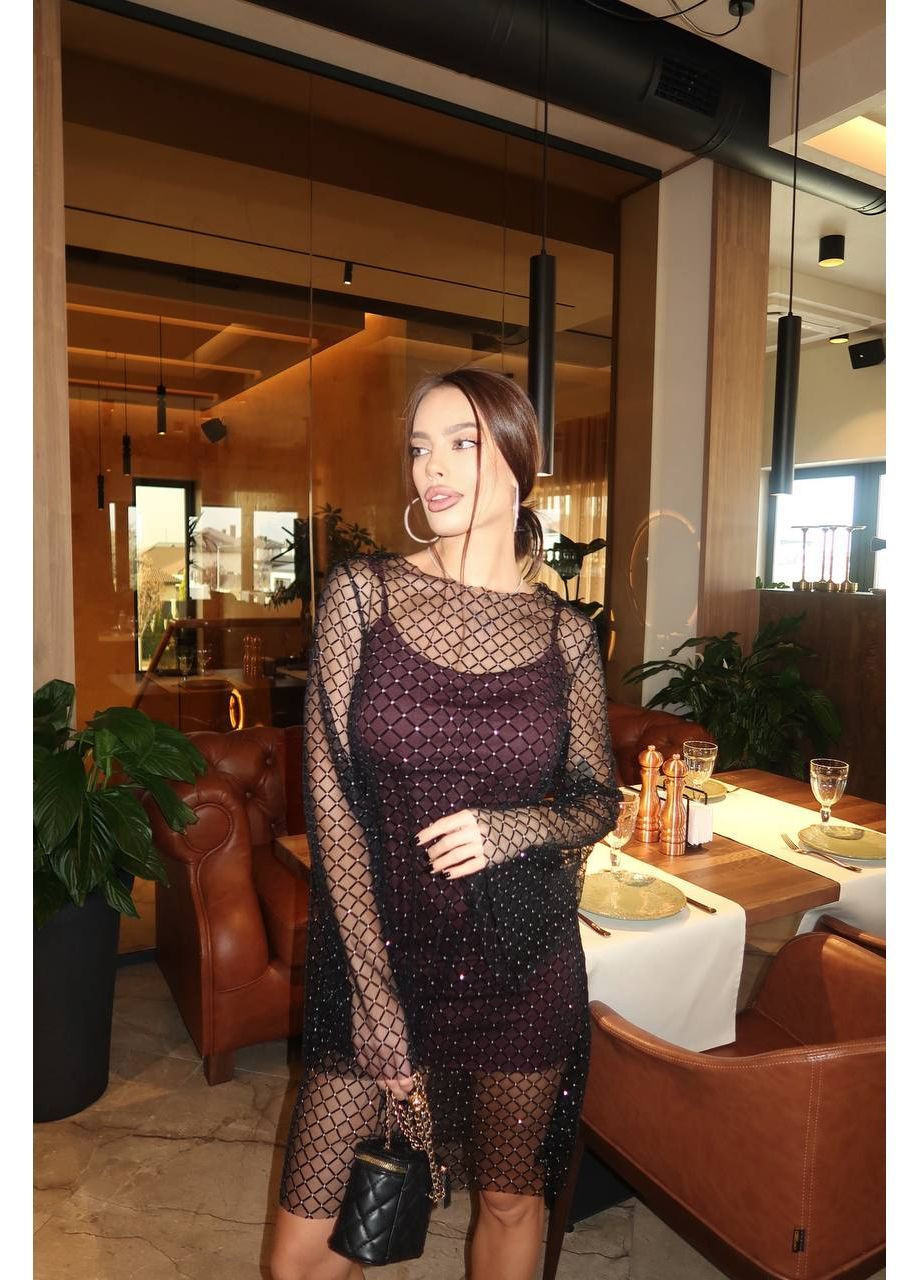 Бордова вечірня, кежуал жіноча сукня елегантна Style Point однотонна