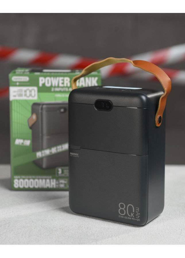 Power Bank RPP-118 80000mAh с быстрой зарядкой 22.5W и проводами черный Remax (364188866)