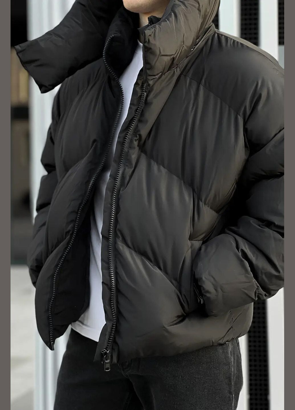 Чорна зимня оверсайз зимня куртка quadro Reload