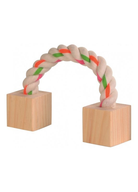 Іграшка для гризунів Playing Rope канат з дерев'яними блоками, 20см Trixie (292395536)