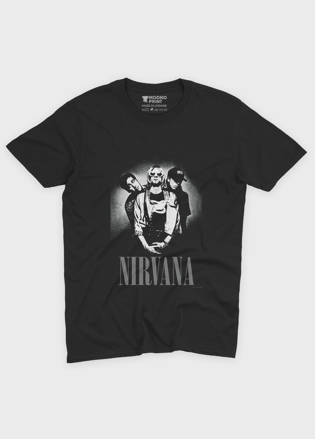 Чорна чоловіча футболка з рок принтом "nirvana" (ts001-4-bl-004-2-269) Modno