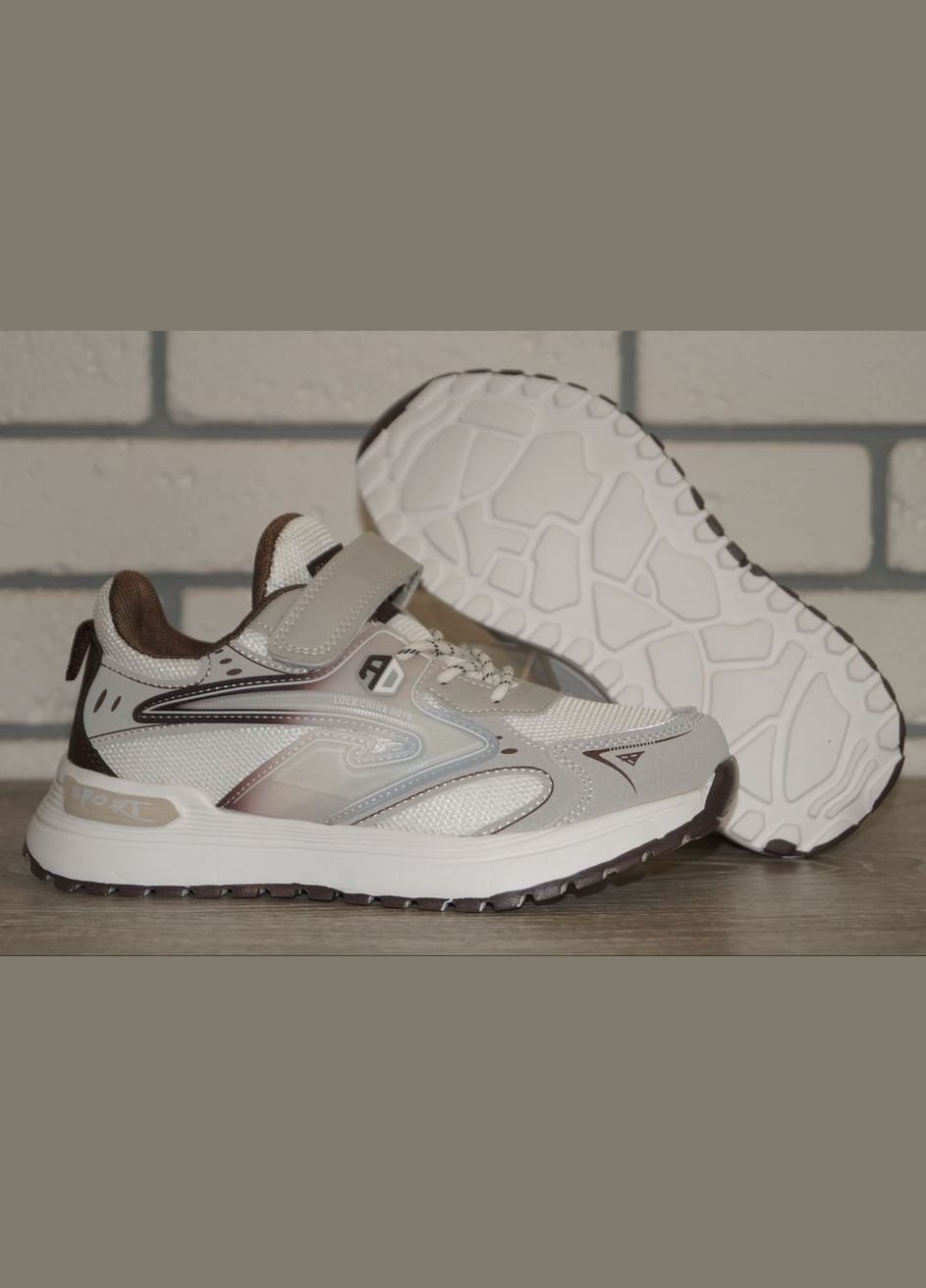 Бежеві осінні кросівки спортивні дитячі бежеві з коричневим BBT