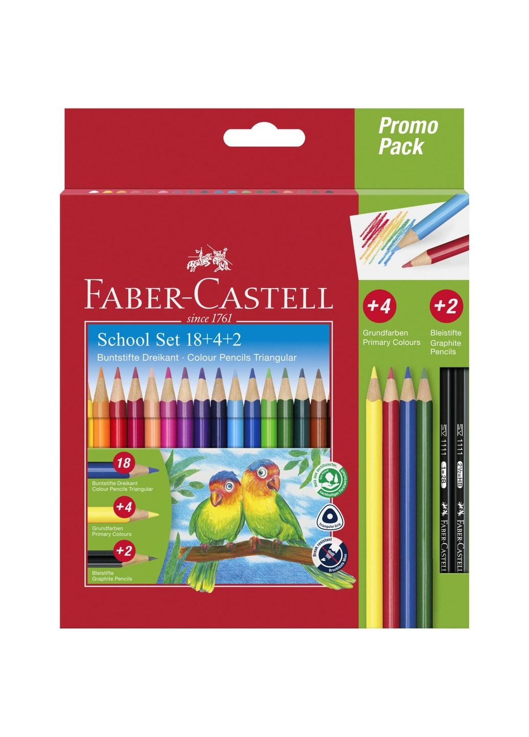 Набір олівців 18 кол. FABER CASTELL + 4 кол. + 2 чорнографітних Faber-Castell (284723145)