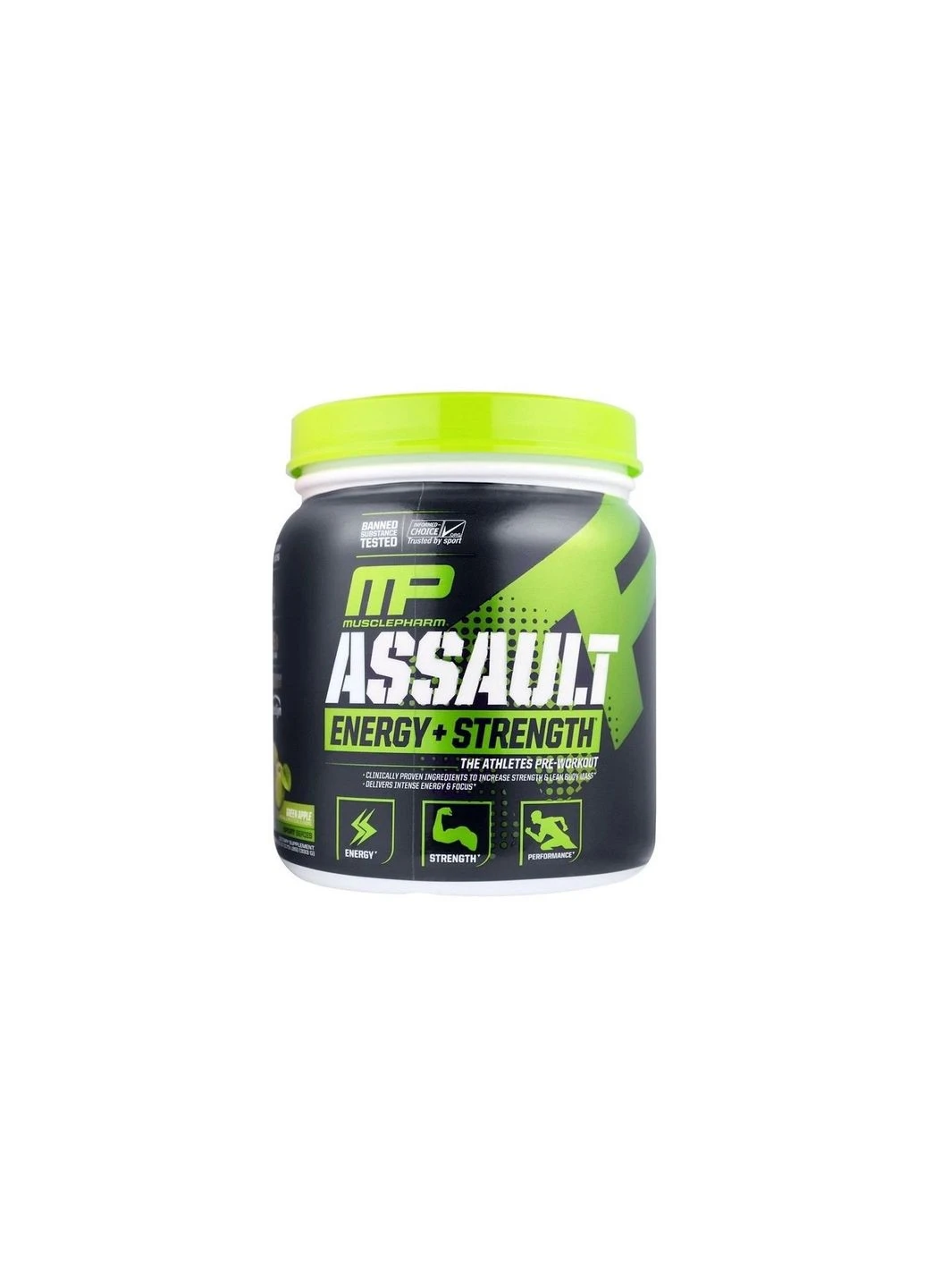 Передтренувальний комплекс Muscle Pharm Assault Sport 345 g NEW (Green Apple) MusclePharm (296470691)