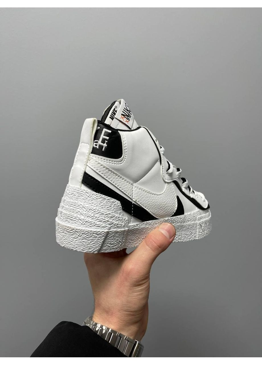 КРОССОВКИ ЖЕНСКИЕ NIKE BLAZER MID X SACAI WHITE BLACK НАЙК БЛЕЙЗЕР No Brand чёрные демисезоны (369388499)